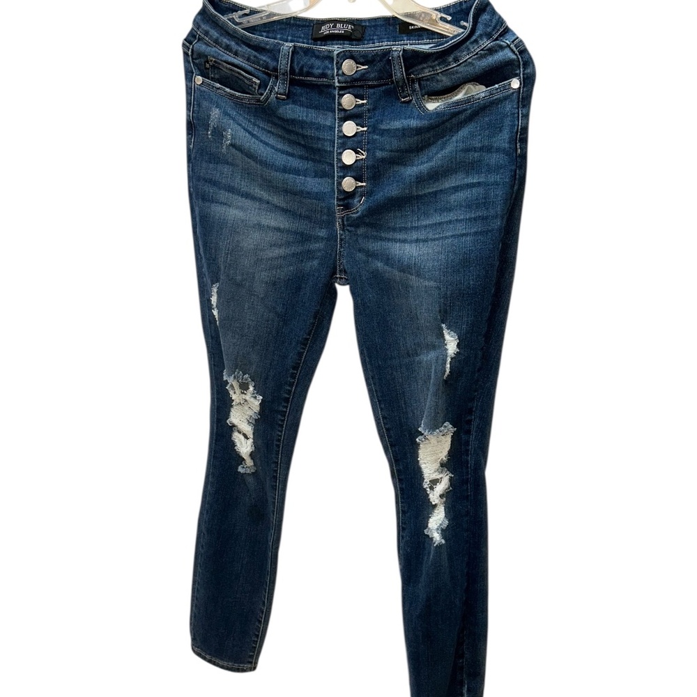 Judy Blue Los Angeles Skinny Distressed hole-y cropped jeans 30 high waist